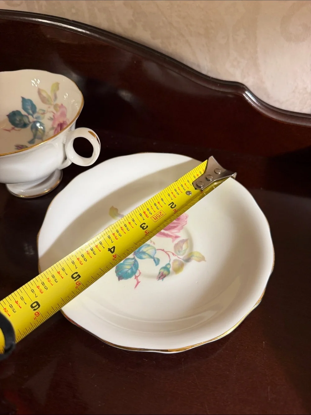 Vintage Radfords Crown China pink rose tea cup and saucer set England